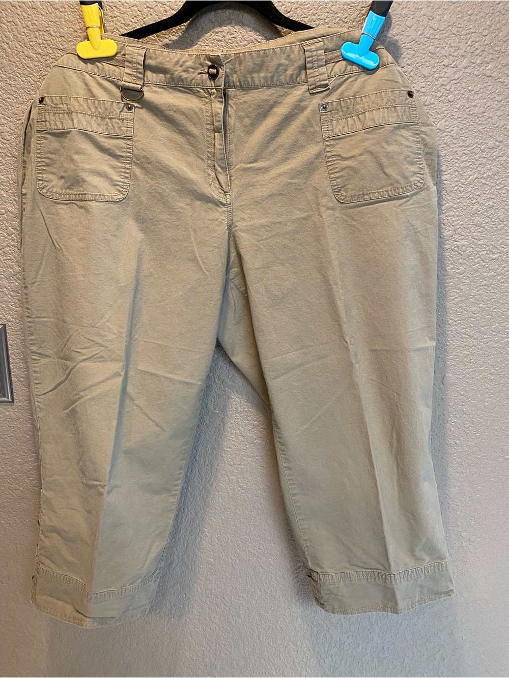 Avenue Beige Cropped Cotton Pants